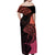 Personalised Polynesia Fishing Off Shoulder Maxi Dress With Maori Hei Matau Fish Hook Pink Art - Wonder Print Shop