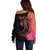 Personalised Polynesia Fishing Off Shoulder Sweater With Maori Hei Matau Fish Hook Pink Art - Wonder Print Shop