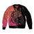 Personalised Polynesia Fishing Sleeve Zip Bomber Jacket With Maori Hei Matau Fish Hook Pink Art - Wonder Print Shop
