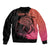 Personalised Polynesia Fishing Sleeve Zip Bomber Jacket With Maori Hei Matau Fish Hook Pink Art - Wonder Print Shop