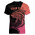 Personalised Polynesia Fishing Women V Neck T Shirt With Maori Hei Matau Fish Hook Pink Art - Wonder Print Shop