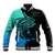 Personalised Polynesia Fishing Baseball Jacket With Maori Hei Matau Fish Hook Turquoise Art LT9 - Wonder Print Shop