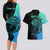 Personalised Polynesia Fishing Couples Matching Long Sleeve Bodycon Dress and Hawaiian Shirt With Maori Hei Matau Fish Hook Turquoise Art LT9 - Wonder Print Shop