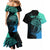 Personalised Polynesia Fishing Couples Matching Mermaid Dress and Hawaiian Shirt With Maori Hei Matau Fish Hook Turquoise Art LT9 - Wonder Print Shop