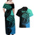 Personalised Polynesia Fishing Couples Matching Off Shoulder Maxi Dress and Hawaiian Shirt With Maori Hei Matau Fish Hook Turquoise Art LT9 - Wonder Print Shop