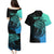 Personalised Polynesia Fishing Couples Matching Puletasi Dress and Hawaiian Shirt With Maori Hei Matau Fish Hook Turquoise Art LT9 - Wonder Print Shop