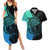 Personalised Polynesia Fishing Couples Matching Summer Maxi Dress and Hawaiian Shirt With Maori Hei Matau Fish Hook Turquoise Art LT9 - Wonder Print Shop