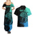 Personalised Polynesia Fishing Couples Matching Summer Maxi Dress and Hawaiian Shirt With Maori Hei Matau Fish Hook Turquoise Art LT9 - Wonder Print Shop