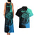 Personalised Polynesia Fishing Couples Matching Tank Maxi Dress and Hawaiian Shirt With Maori Hei Matau Fish Hook Turquoise Art LT9 - Wonder Print Shop