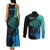 Personalised Polynesia Fishing Couples Matching Tank Maxi Dress and Long Sleeve Button Shirts With Maori Hei Matau Fish Hook Turquoise Art LT9 - Wonder Print Shop