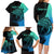 Personalised Polynesia Fishing Family Matching Long Sleeve Bodycon Dress and Hawaiian Shirt With Maori Hei Matau Fish Hook Turquoise Art LT9 - Wonder Print Shop