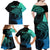 Personalised Polynesia Fishing Family Matching Off Shoulder Maxi Dress and Hawaiian Shirt With Maori Hei Matau Fish Hook Turquoise Art LT9 - Wonder Print Shop