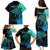 Personalised Polynesia Fishing Family Matching Puletasi Dress and Hawaiian Shirt With Maori Hei Matau Fish Hook Turquoise Art - Wonder Print Shop