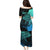 Personalised Polynesia Fishing Family Matching Puletasi Dress and Hawaiian Shirt With Maori Hei Matau Fish Hook Turquoise Art - Wonder Print Shop