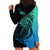 Personalised Polynesia Fishing Hoodie Dress With Maori Hei Matau Fish Hook Turquoise Art - Wonder Print Shop