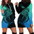 Personalised Polynesia Fishing Hoodie Dress With Maori Hei Matau Fish Hook Turquoise Art - Wonder Print Shop