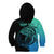 Personalised Polynesia Fishing Kid Hoodie With Maori Hei Matau Fish Hook Turquoise Art - Wonder Print Shop