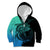 Personalised Polynesia Fishing Kid Hoodie With Maori Hei Matau Fish Hook Turquoise Art - Wonder Print Shop
