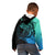 Personalised Polynesia Fishing Kid Hoodie With Maori Hei Matau Fish Hook Turquoise Art - Wonder Print Shop