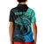 Personalised Polynesia Fishing Kid Polo Shirt With Maori Hei Matau Fish Hook Turquoise Art - Wonder Print Shop