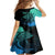 Personalised Polynesia Fishing Kid Short Sleeve Dress With Maori Hei Matau Fish Hook Turquoise Art - Wonder Print Shop