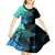Personalised Polynesia Fishing Kid Short Sleeve Dress With Maori Hei Matau Fish Hook Turquoise Art - Wonder Print Shop