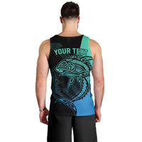 Personalised Polynesia Fishing Men Tank Top With Maori Hei Matau Fish Hook Turquoise Art - Wonder Print Shop
