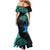 Personalised Polynesia Fishing Mermaid Dress With Maori Hei Matau Fish Hook Turquoise Art - Wonder Print Shop