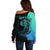 Personalised Polynesia Fishing Off Shoulder Sweater With Maori Hei Matau Fish Hook Turquoise Art - Wonder Print Shop