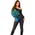 Personalised Polynesia Fishing Off Shoulder Sweater With Maori Hei Matau Fish Hook Turquoise Art - Wonder Print Shop