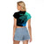 Personalised Polynesia Fishing Raglan Cropped T Shirt With Maori Hei Matau Fish Hook Turquoise Art - Wonder Print Shop