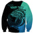Personalised Polynesia Fishing Sweatshirt With Maori Hei Matau Fish Hook Turquoise Art - Wonder Print Shop