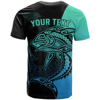 Personalised Polynesia Fishing T Shirt With Maori Hei Matau Fish Hook Turquoise Art - Wonder Print Shop