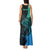 Personalised Polynesia Fishing Tank Maxi Dress With Maori Hei Matau Fish Hook Turquoise Art - Wonder Print Shop