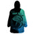 Personalised Polynesia Fishing Wearable Blanket Hoodie With Maori Hei Matau Fish Hook Turquoise Art - Wonder Print Shop
