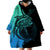 Personalised Polynesia Fishing Wearable Blanket Hoodie With Maori Hei Matau Fish Hook Turquoise Art - Wonder Print Shop