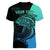 Personalised Polynesia Fishing Women V Neck T Shirt With Maori Hei Matau Fish Hook Turquoise Art - Wonder Print Shop