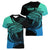 Personalised Polynesia Fishing Women V Neck T Shirt With Maori Hei Matau Fish Hook Turquoise Art - Wonder Print Shop
