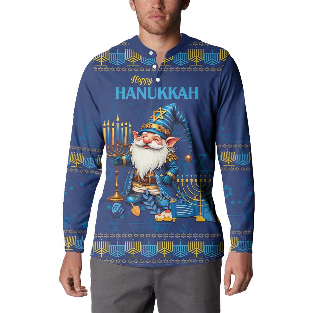 Hanukkah Jewish Star of David Button Sweatshirt Chilling With My Gnomies LT9 - Wonder Print Shop