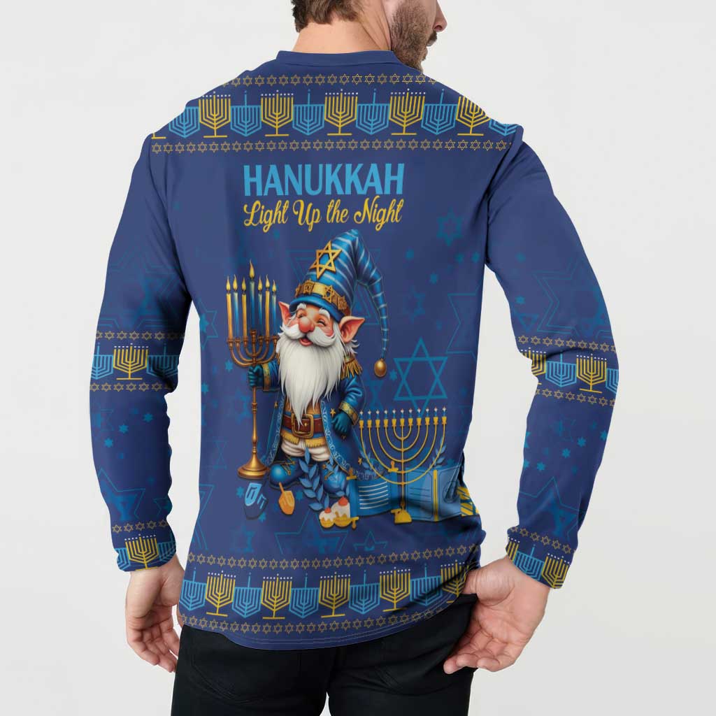 Hanukkah Jewish Star of David Button Sweatshirt Chilling With My Gnomies LT9 - Wonder Print Shop