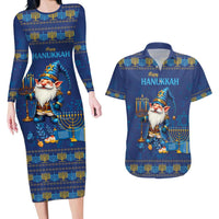 Hanukkah Jewish Star of David Couples Matching Long Sleeve Bodycon Dress and Hawaiian Shirt Chilling With My Gnomies LT9 - Wonder Print Shop