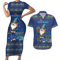 Hanukkah Jewish Star of David Couples Matching Short Sleeve Bodycon Dress and Hawaiian Shirt Chilling With My Gnomies LT9 - Wonder Print Shop