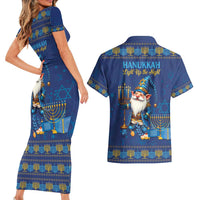 Hanukkah Jewish Star of David Couples Matching Short Sleeve Bodycon Dress and Hawaiian Shirt Chilling With My Gnomies LT9 - Wonder Print Shop