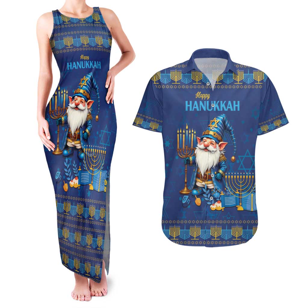 Hanukkah Jewish Star of David Couples Matching Tank Maxi Dress and Hawaiian Shirt Chilling With My Gnomies LT9 - Wonder Print Shop