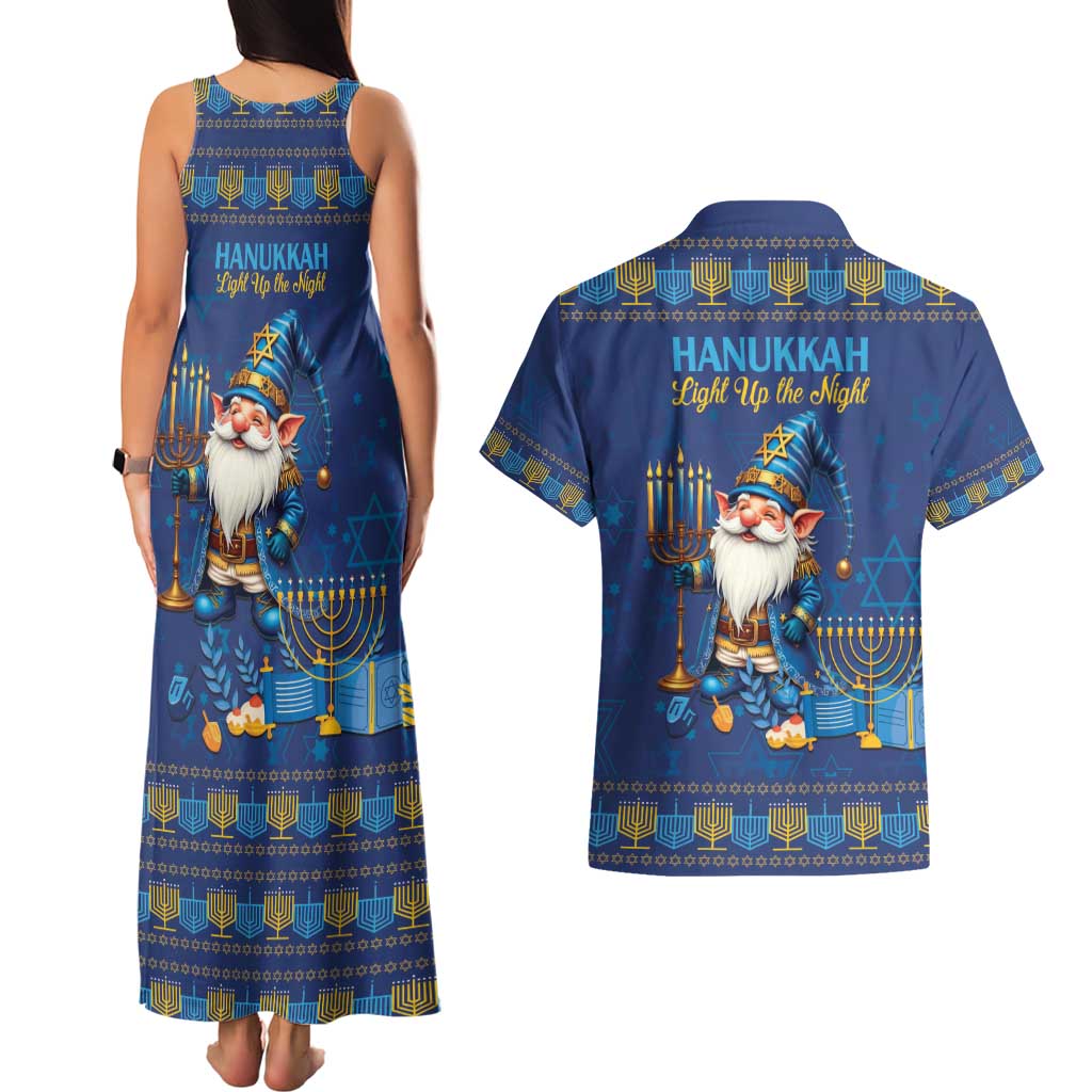 Hanukkah Jewish Star of David Couples Matching Tank Maxi Dress and Hawaiian Shirt Chilling With My Gnomies LT9 - Wonder Print Shop