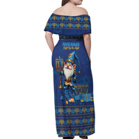 Hanukkah Jewish Star of David Family Matching Off Shoulder Maxi Dress and Hawaiian Shirt Chilling With My Gnomies LT9 - Wonder Print Shop