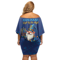 Hanukkah Jewish Star of David Family Matching Off Shoulder Short Dress and Hawaiian Shirt Chilling With My Gnomies LT9 - Wonder Print Shop