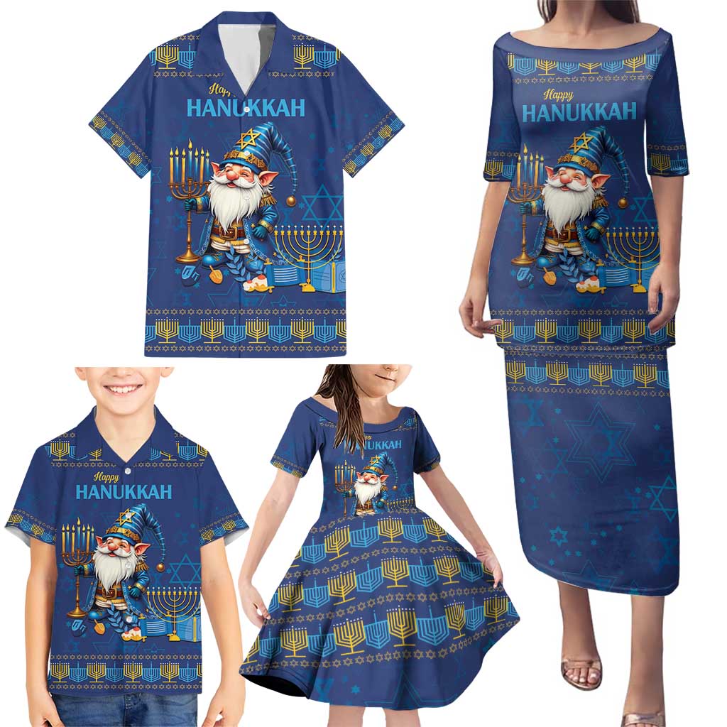 Hanukkah Jewish Star of David Family Matching Puletasi and Hawaiian Shirt Chilling With My Gnomies - Wonder Print Shop