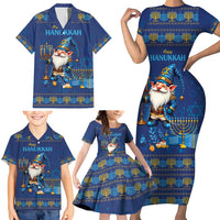 Hanukkah Jewish Star of David Family Matching Short Sleeve Bodycon Dress and Hawaiian Shirt Chilling With My Gnomies - Wonder Print Shop