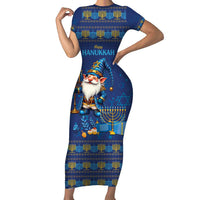 Hanukkah Jewish Star of David Family Matching Short Sleeve Bodycon Dress and Hawaiian Shirt Chilling With My Gnomies - Wonder Print Shop